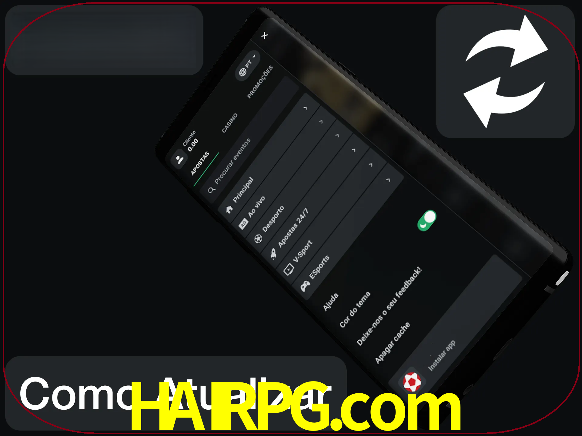 O aplicativo é atualizado automaticamente quando você faz o login.