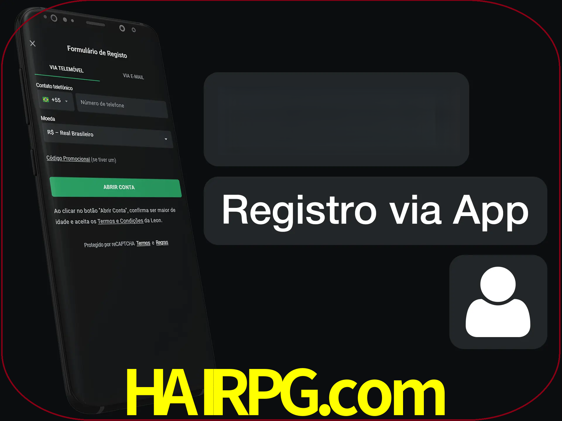 Registre-se com duas etapas usando o aplicativo.